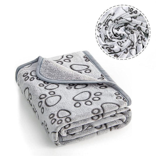 Manta Suave para Gatos con Estampado Floral y de Huellas
