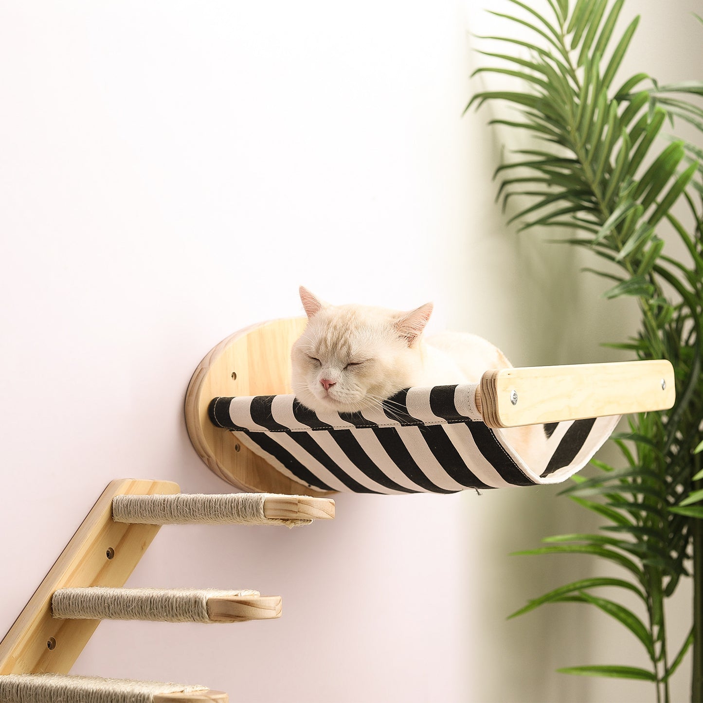 Rascador Mural de Madera para Gatos,  Sisal Natural con Plataforma