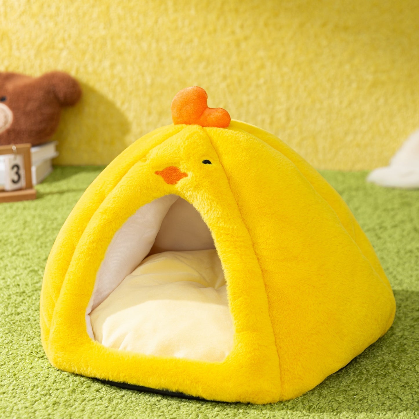 Cama Semi, Cerrada para Gatos ,  Acogedora y Cálida para Todas las Estaciones