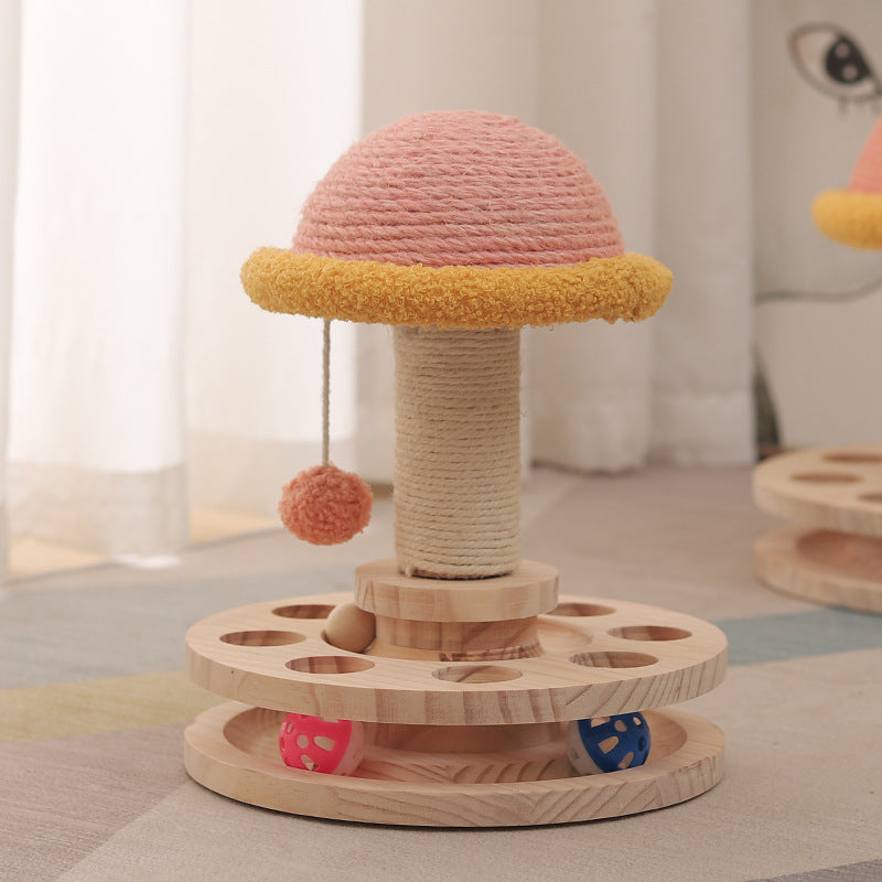 Rascador Giratorio de Madera para Gatos, Sisal Natural Interactivo